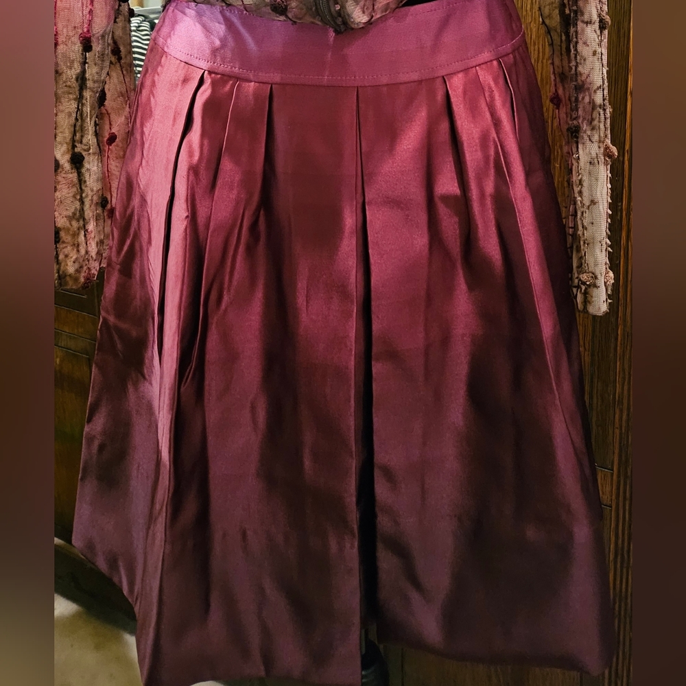 Ann Taylor NWT Ombre Pink & Maroon Mini Silk Blend Pleated Skirt Sz P4